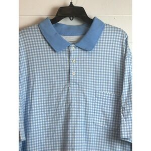Foundry Polo Shirt Men's Sz 2XLT Blue White Plaid